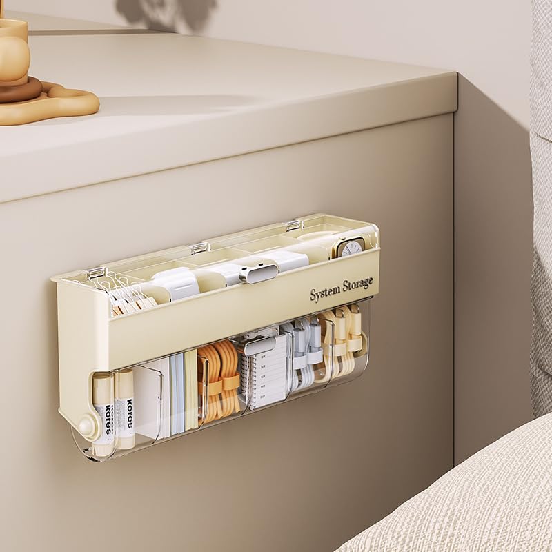 Boîte de rangement de câbles avec couvercle et support mural intégré - 4
