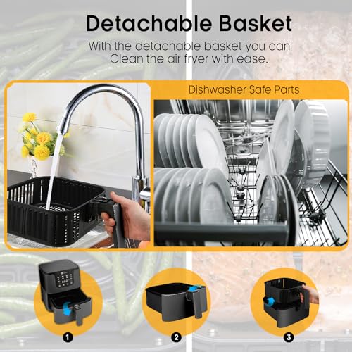 PureMate Air Fryer with Digital Display & Recipes Book, 5.5L Healthy Oil Free 1700W Air Fryer with 7 Preset, LED One Touch Screen, Timer & Adjustable Temperature Control PureMate Air Fryer with Digital Display & Recipes Book, 5.5L Healthy Oil Free 1700W Air Fryer with 7 Preset, LED One Touch Screen, Timer & Adjustable Temperature Control