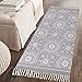 Produktbild SHACOS Boho Teppiche Baumwolle Grau mit Quasten Vintage Baumwollteppich Waschbar Retro Teppich Läufer Flur Küche Teppich Läufer für Wohnzimmer, Schlafzimmer, Eingangstür 60 x 90 cm