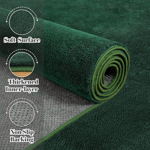 Image of Large Modern Area Rugs for Living Room Bedroom, 6x9 Feet Dark Green Ultra Soft Thickened Memory-Foam Indoor Rug, Comfy Aesthetic Solid Minimalist Carpets for Girls Boys Nursery Dorm Home Decor