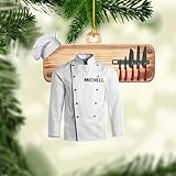 AOVL Personalized Chef Ornament, Personalized Chef Uniform Ornament, Custom Chef Hat Ornament Love Kitchen, Christmas Ornament for Chef, Christmas Tree Décor (Chef 4)