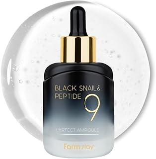 FARMSTAY Black Snail & Peptide9 Perfect Ampoule, Korean Snail Mucin Serum for Elastic & Glow Skin, Boosting Radiance & Repairing Skin Barrier Serum, for Women & Men, Korean Skin Care, 1.18 Fl. Oz.