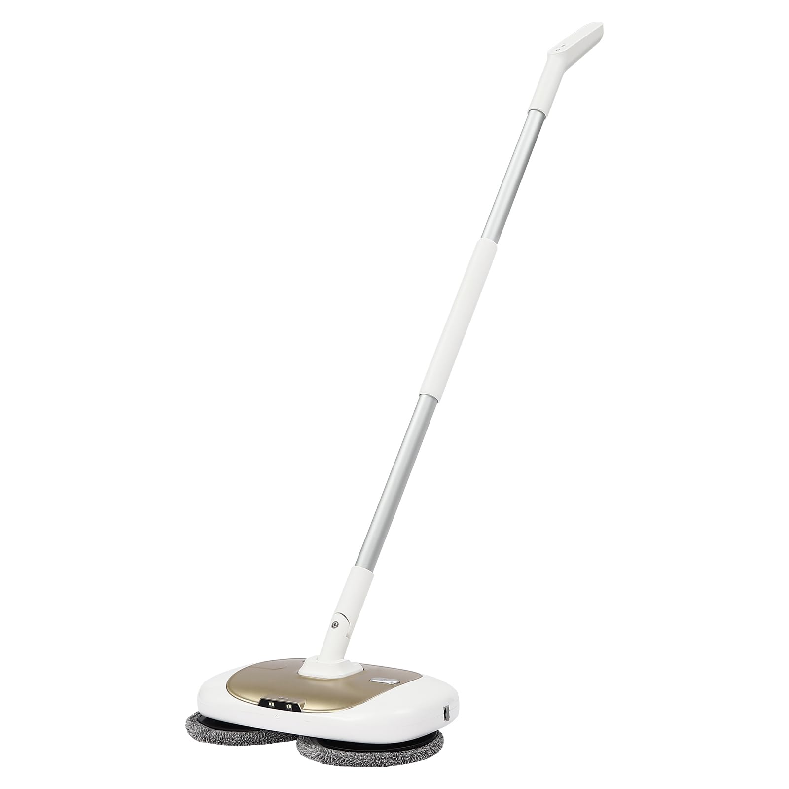 Mopa eléctrica inalámbrica con cabezal giratorio de 180° y cubo de limpieza automático – 40 W motor doble de 40 W, tiempo de funcionamiento de 100 min para azulejos, laminado y madera con 4 paños