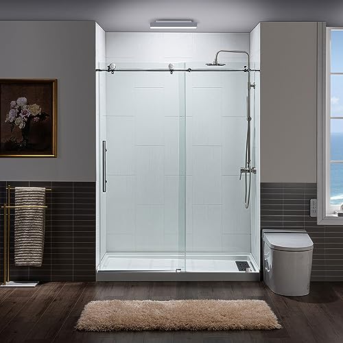 WOODBRIDGE Frameless Sliding Shower Door, 44" - 48" Width, 76"