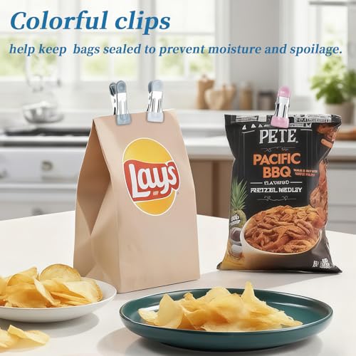 Clothes Pins, 30 Pack Chip Clips, 2.17 Inch Clothes Pins Heavy Duty, Bag Clips, Clips, clothespins, chip Clips Bag Clips Food Clips, Bag Clips for Food,Food Clips,chip Bag Clip(6 Colors)