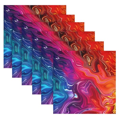 Servilletas de tela multicolor de poliéster set x6 20x20 pulg miniatura 2
