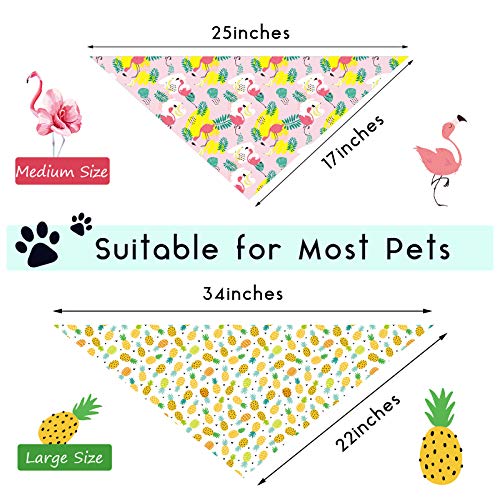 8 Pieces Pet Bandanas Dog Triangle Summer Bandana Hawaiian Dog Scarf Pet Triangle Bibs Adjustable Rainforest Fruit Flamingo Style Bandana For Small Large Dogs (L) #TOP1