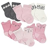 Gerber Baby 6-Pair Wiggle Proof Sock, Leopard Pink, 3-6 Months