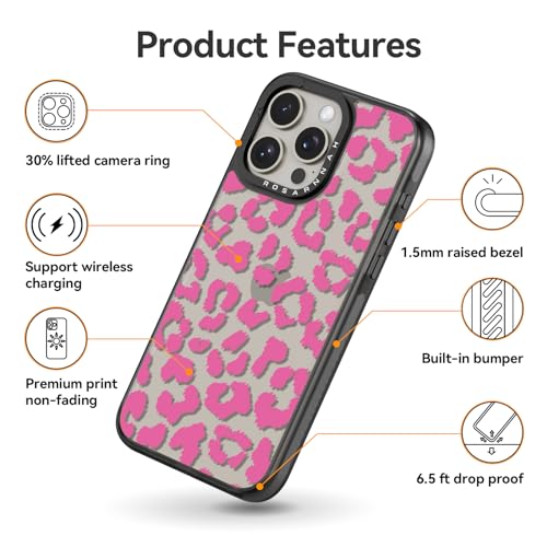 Coque iPhone 15 Pro protection antichoc motif amusant léopard rose