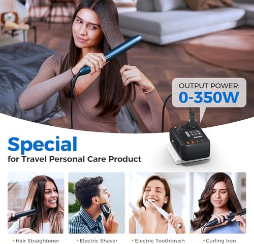 Image of DOACE 350W Voltage Converter US to Europe - 220V to 110V Converter for European Travel, Power Converter Adapter Combo with PD Chargers for Hair Straightener Shaver Toothbrush CPAP Laptop Camera Phone