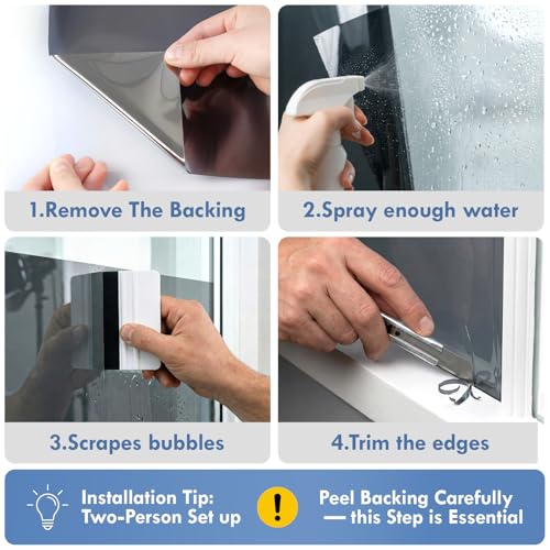 One Way Privacy Window Film,Black-Silver Static Cling, 17.5" x 78.7" — view 6