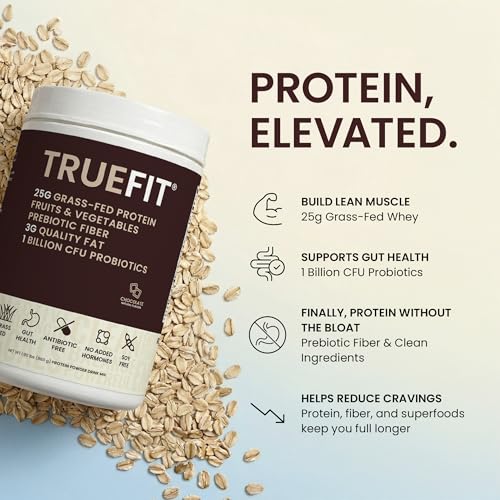 TrueFit High Fiber Protein Powder, Grass-Fed Whey Meal Replacement Shake with Prebiotics, Probiotics, & Organic Superfoods, Keto Friendly, Gluten Free - Image 3