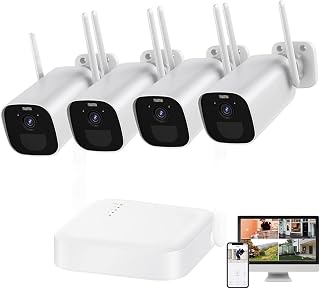 JUJETO Security Camera System, 3MP Bullet Wireless IP Camera HD CCTV 4CH Security System Kits Auto Pair Built in 5200mAh Video Surveillance Plug & Play (Size : 2 Cams 64G Add G4R)