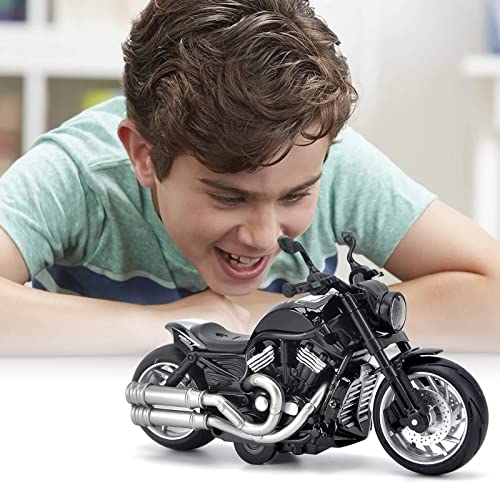 Toy Motorcycle,Pull Back Motorcycle Toy with Sounds and Lights ,1:12 Alloy Motorcycle Model for Boys,Pull Back Motorcycle Toys Gift for Boy Girl (Black)