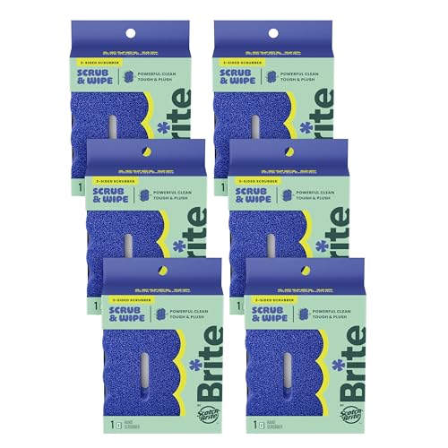 Image of Brite by Scotch-Brite 2-Sided Scrub & Wipe Sponge, Midnight Mode, 6 | Scrubbing Kitchen and Dish Sponge,Can be used with BRITE Drain and Dry Stand , 6 Scrub Sponges
