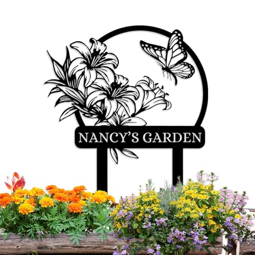 Personalized Garden Signs | Customized Metal Yard Sign Stakes | Custom Butterfly Garden Name Sign | Garden Signs to Personalize | Custom Yard Signs with Stakes | Garden Art Outdoor