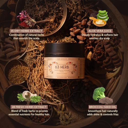 Image of Old School Rituals 63-Herb Hair Smoothening Mask (Conditioner) | Deep Conditioning for Frizz Control | Silicone Paraben Sulphate Free | Natural Hair Mask for Dry Damaged Hair Men & Women | 200gms