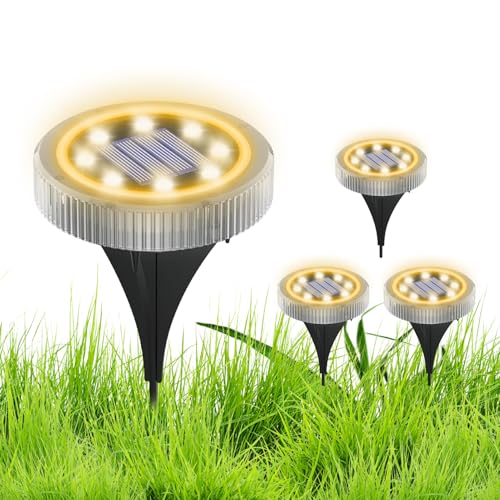 Lampe solaire au sol étanche IP65 avec 8 LED pour balisage extérieur durable