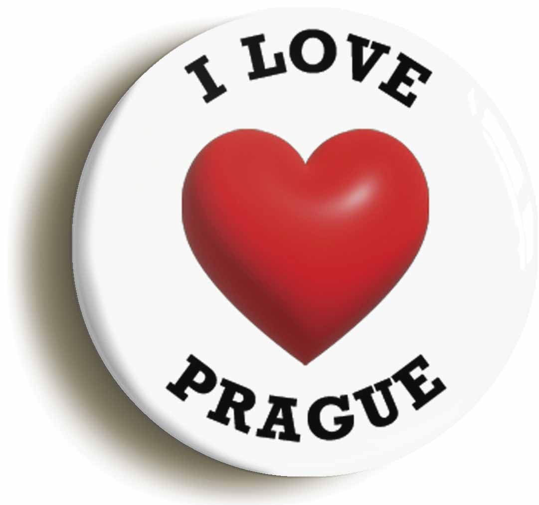 I Heart Love Prague Location Fridge Magnet (Circular 2inch / 50mm Diameter)