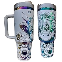 Gobelet de tournesol de vache des Highlands, Gobelet personnalisé de vache des Highlands pour bébé, Gobelet de vache aux tournesols, Gobelet pour amoureux de la vache, Tasse de vache personnalisée