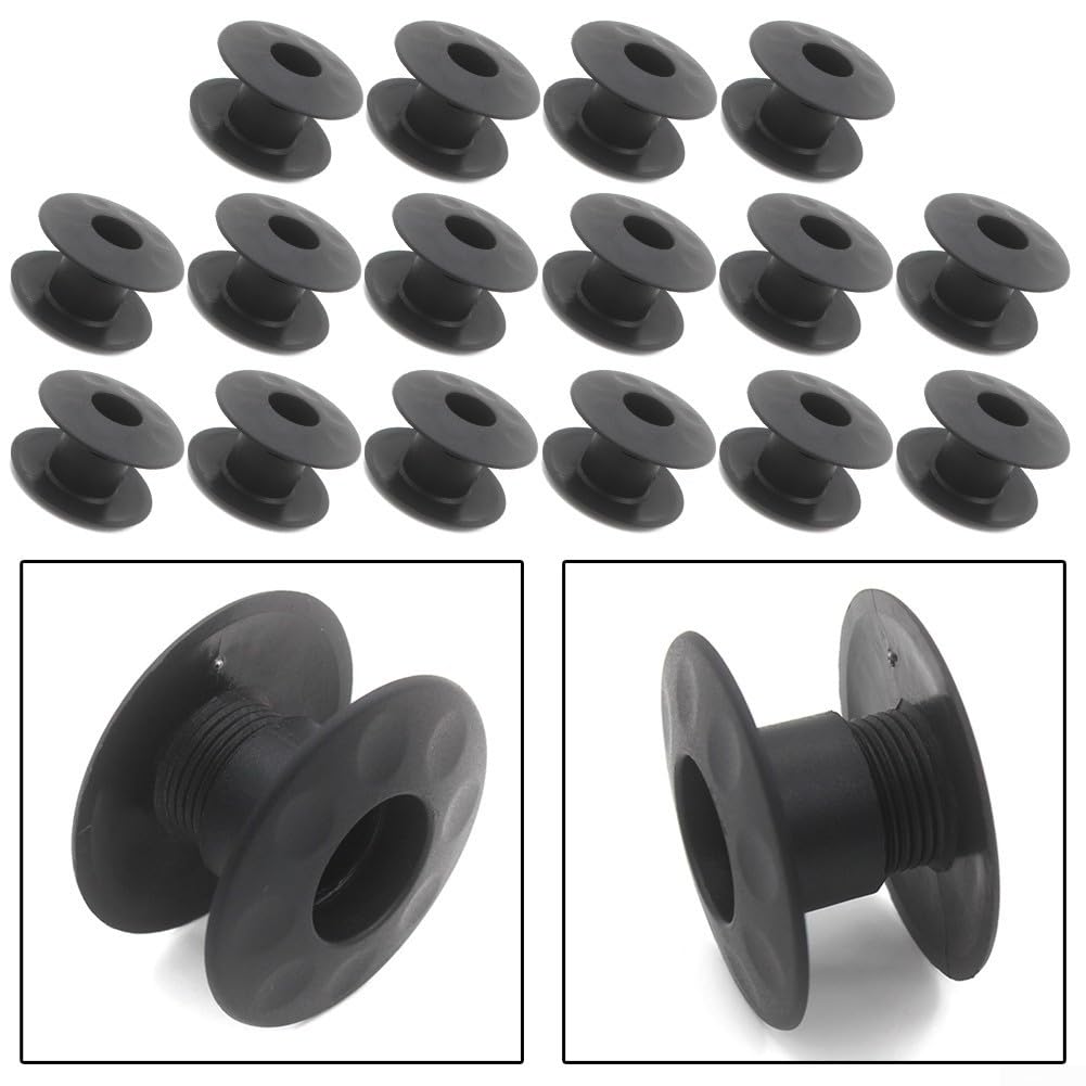 Eawfgtuw 16 cuscinetti di ricambio per biliardino, distanziatori in plastica con diametro interno di 15,8 mm, boccole filettate per parti di riparazione di calcio balilla, nero