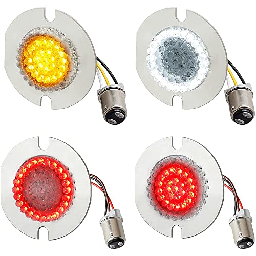 Riloer Lot de 4 ampoules LED 12 V 1156/1157 pour clignotants de moto Compatible avec Harley-Davidson Softail, Dyna, Sportster, Touring et Tri Glide : 2...