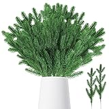 🌲【Rama de Pino Artificial Material】Ramas de Navidad artificiales hechas de alambre de plástico y metal, Inofensivo, sin olor, suave y brillante, no se agrieta, la decoloración, fácil de mantener, que puede dar forma fácilmente y organizar de acuerdo a sus necesidades. Es más fino que las agujas de pino reales y hace una mejor decoración de Navidad.