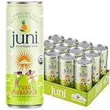 Picture of Juni Sparkling Adaptogen Drink with Ashwagandha, Lion’s Mane & Reishi Mushrooms | Green Tea for Focus, Zero Sugar, 5 Calories | Decaffeinated, Non Alcoholic Drinks - Yuzu Pineapple 12 pack