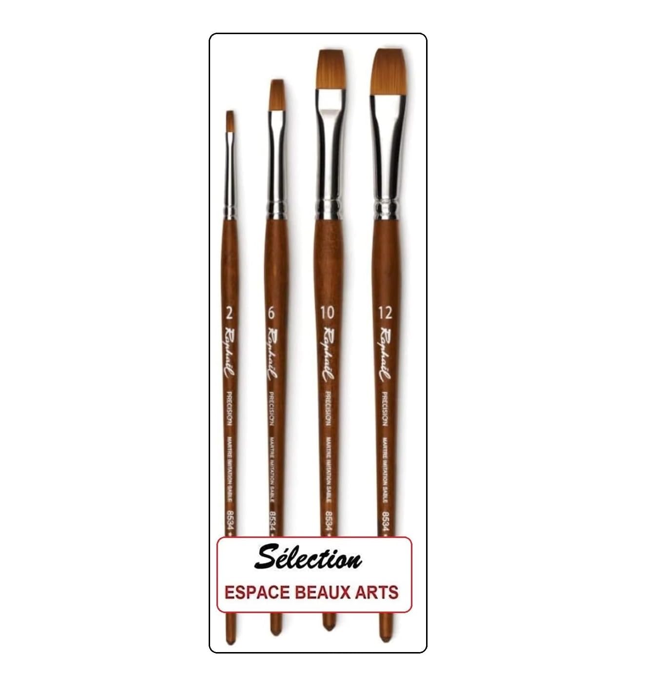 Raphael ESPACE BEAUX ARTS Pinceau PLAT Série 8534 MARTRE IMTATION Sable set 4 pcs