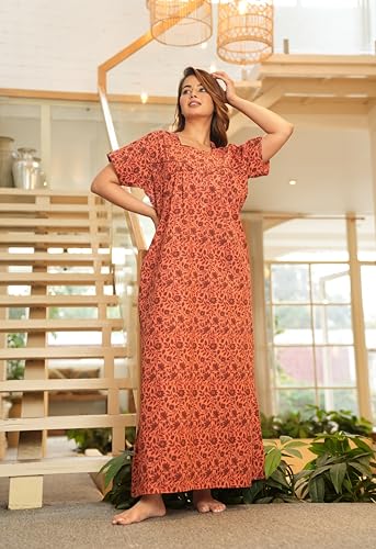 Image of G4Girl Women's Regular Nighty Rajasthani Nighty Rajasthani Gown Jaipuri Nighty Jaipuri Gown Maxi Gown with Pocket - (Combo)