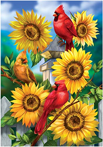 KEUASDV Diamond Painting Kits for Adults, Cardinals and Sunflowers 5D DIY Diamond Art Kits Full Drill Diamond Dots for Gift Wall Decor and Relaxation Gem Arts 12x16 inch