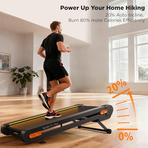 Image of Vitalwalk Walking Pad Treadmill with Incline, 43 inchx18 inch Wide Full Deck, Auto Incline, Portable Under Desk Treadmills for Home Office, 4-Way Mobility & Vertical Store, Heavy Duty, APP