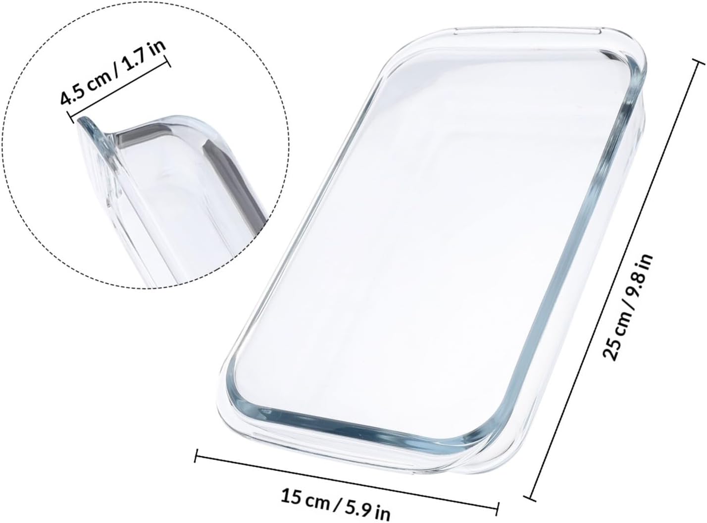 BESPORTBLE Tempered Glass Baking Tray Rectangular 1l Oven Safe Microwave Cooking Plate Heat Resistant Large Oblong Glass Grill Pan for Home Kitchen
