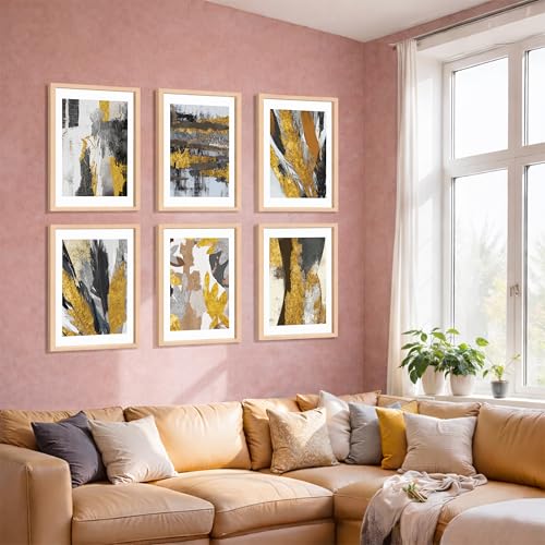 Image of NoWorries Abstract Paintings for living room Frames for wall decor - Modern art wall framed art print poster for room decoration (Pattern-Modern art) Set of 6 (10x13inches Multicolor) (ART-4)
