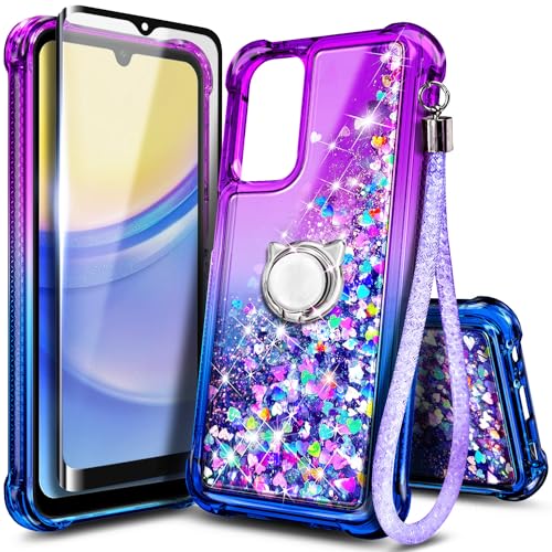 Coque Samsung Galaxy A15 5G cascade liquide scintillante et verre