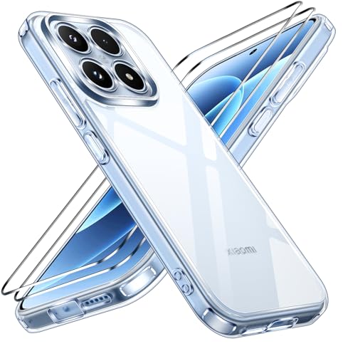 ivoler Nie Vergilbung HD Klar Hülle für Xiaomi 17 1 Handyhülle mit 2 Stück Panzer Schutz Glas Militärischer Stoßfest Kratzfest Transparent Schutzhülle Dünn Durchsichtige Case