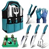 Kit da Giardinaggio Completo 7 Pezzi Set Giardinaggio in Alluminio Anti-Ruggine con paletta giardinaggios, Borsa, Set di attrezzi da giardinaggios, Regali da Giardino per Donna Uomo