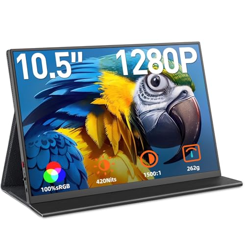 サブモニター モバイルモニター 10.5インチ CASKING 小型モニター 超軽量262g 3:2 IPS 高輝度420nit FHD1280P(1920×1280) 100%sRGB HDR VESA USB Type-C/mini HDMI ポータブルモニター スマホ/PC/Mac/ゲーム機対応 (C10P1)