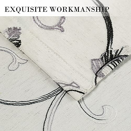 Vogol 2 Panels Ultra Sleep Vines Embroidered Curtains 84 Inches Long, Window Curtain Panels For Living Room & Bedroom, 52 X 84 Inch, Grey, 2 Panels #TOP5