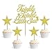 Gold Glitter 1 Twinkle Twinkle Little Star Cake Topper and 36PCS Little Star Cupcake Topper for Birthday Wedding Engagement New Years Eve Party Decorations