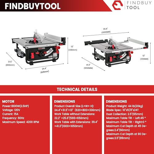 FINDBUYTOOL 10-Inch Portable Table Saw