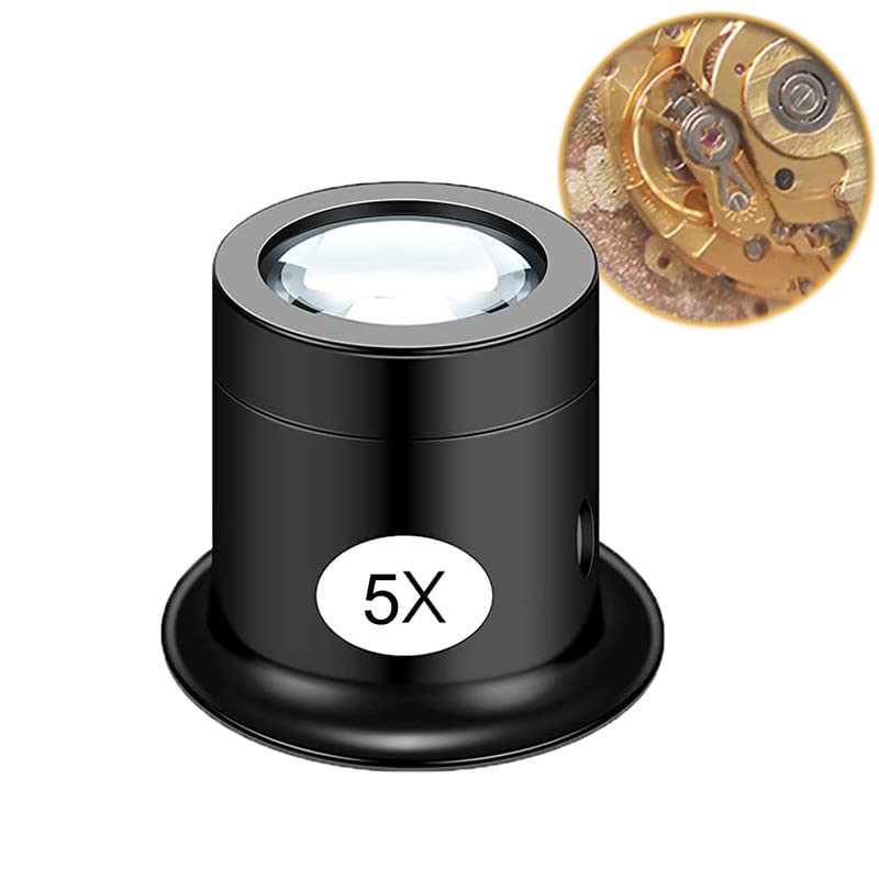 Jewelers Loupe Portable Monocular Magnifier Experimental Tools, Magnifying Glass Jewelry Tools for Eye Magnifier Lens Repair Kit(5X)