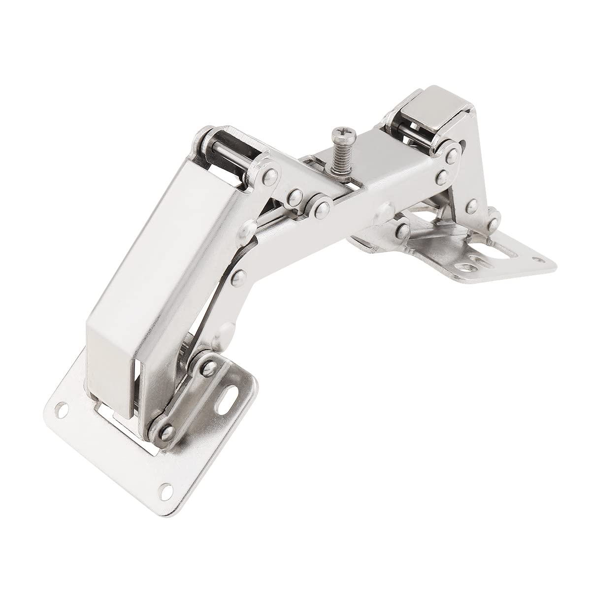 HOJLKLD 2Pcs Frameless Cabinet Door Hinges, Solid Steel 170 Degree Adjustable, Soft Closing Hydraulic Mounting Hinges, Silver - Image 4