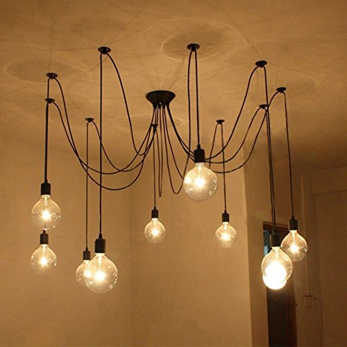 Lightess Spider Pendant Lighting 10-Heads Edison Chandelier Vintage Multiple Adjustable Diy Ceiling Light Kit, Cy-B10 #TOP1