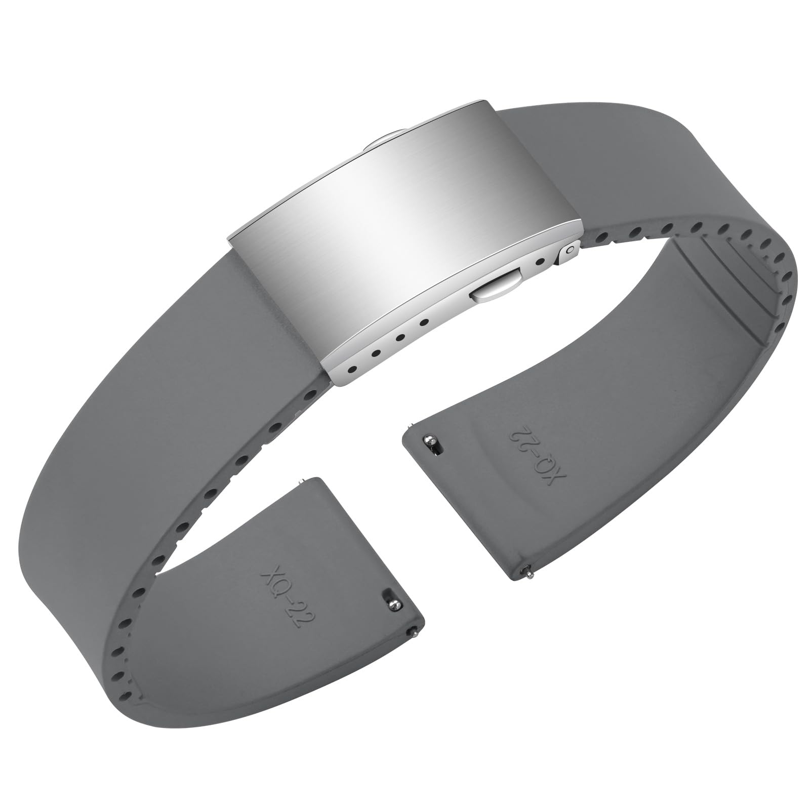 ULLCHRO Uhrenarmband aus Fluorkautschuk, FKM Kautschuk Armband mit Schnellverschluss, Edelstahl Faltschließe, Bandbreite 18mm 19mm 20mm 21mm 22mm