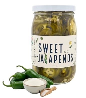 [PICKLES] - The Pickled Sweet Jalapeno - Organic Pickled Peppers - Sweet & Spicy Flavor - Gourmet Topping for Burgers, Salads, Pizza, Charcuterie - Low Sodium - 2 Years Shelf Life - 17oz Glass Jar