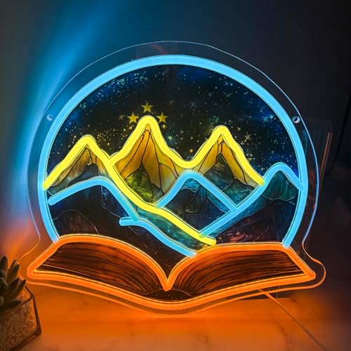 Image of Book Neon Sign - Throne of Glass LED Neon Light - ACOTAR-Inspired USB Night Light for Readers, Bedroom & Novel Fans Book Shelf Decor (12.2x13.8In)
