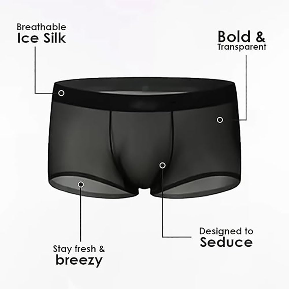 Generico Niksy Underwear, Boxer Trasparenti UltraSottili da Uomo Niksy in Seta ghiacciata, Traspiranti, freschi