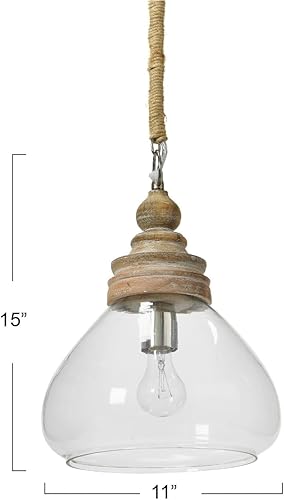 Miniatura 2 de Lámpara colgante de techo de madera de mango y vidrio