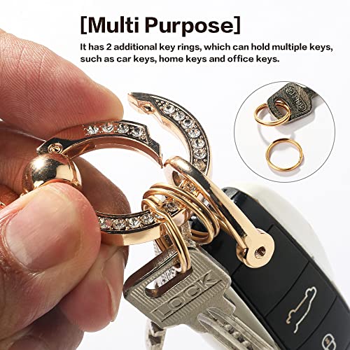 Car Keychain,Lanyard Crystal Bling Hand Wristlet Keychains,Anti-Lost D-Ring And 2 Key Rings,Leather Key Fob Holder Chain Ring (Black) #TOP4